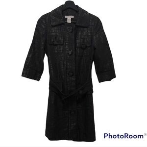 Vertigo Paris Trench Coat Jacket Black Button Front Size XS